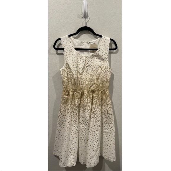 MODCLOTH Spellbinding Gold Polka Dots Antique White Sleeveless Mini Dress - Picture 1 of 5